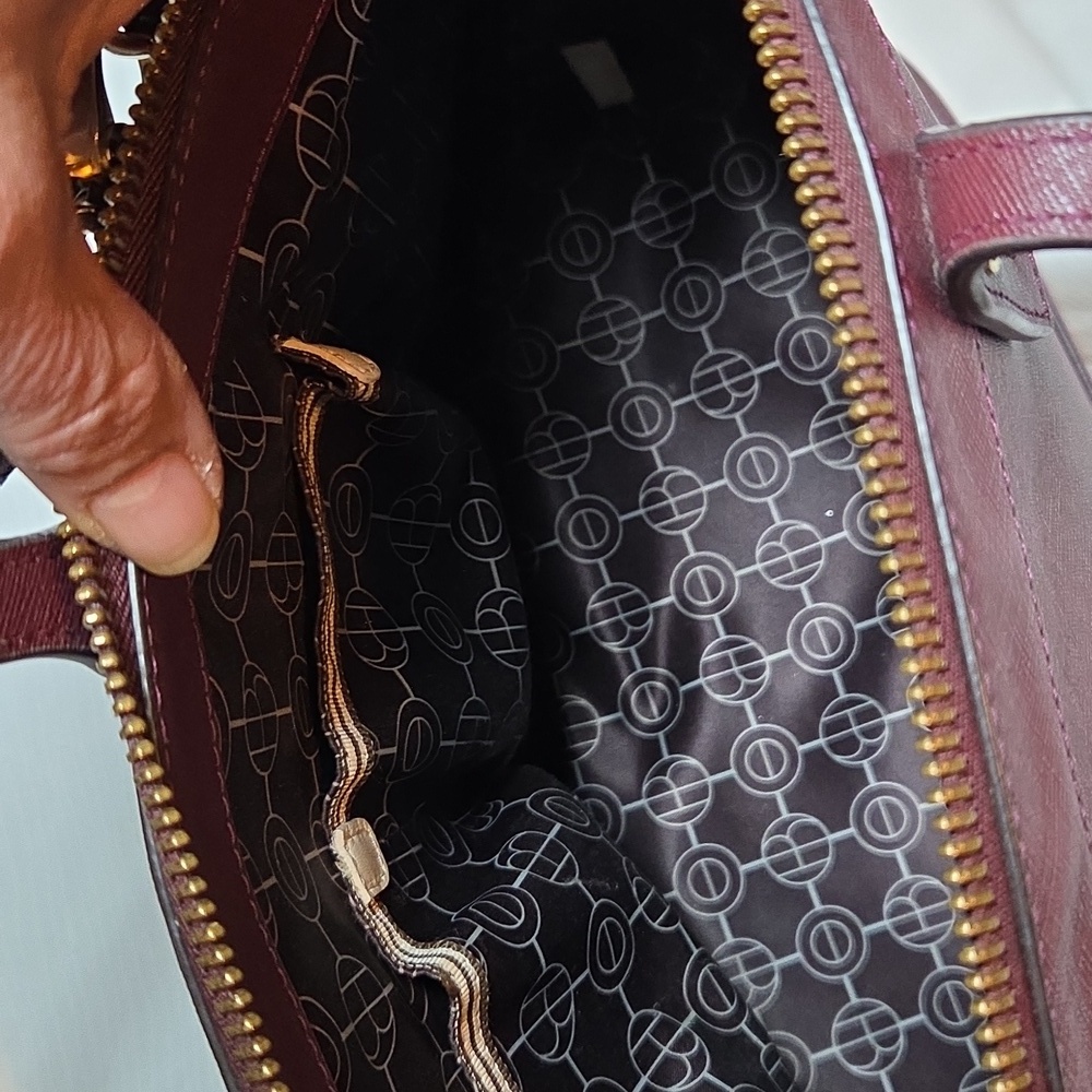 HENRI BENDEL RSG Plum Satchel with Gold Accents - Picture 5 of 8